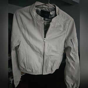 NWOT sz S Sanctuary White leather bomber jacket